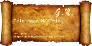 Geiringer Móric névjegykártya